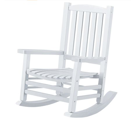 Hupmad Wooden Rocking Chair Rocker Outdoor Oversized Porch Rocker Chair,Patio Wooden Rocker with High Back and Armrest,All Weather Rocker Slatted for Backyard,Garden,400 lbs Support,White