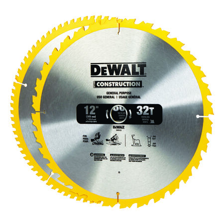 DeWalt 12 in. D X 1 in. Carbide Circular Saw Blade 32, 80 teeth 2 pk