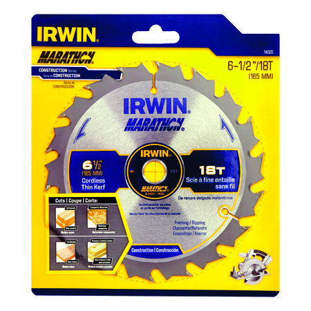 Irwin Marathon 6-1/2 in. D X 5/8 in. S Classic Carbide Circular Saw Blade 18 teeth 1 pk