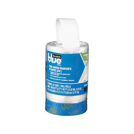 ScotchBlue 30 ft. W X 24 in. L X 0.35 mil Pre-Taped Painters Plastic 1 pk