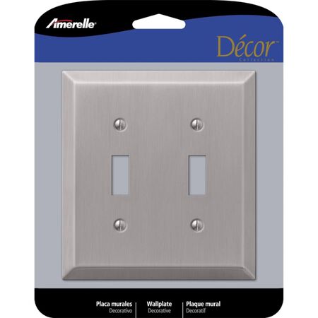 Amerelle Century Brushed Nickel 2 gang Stamped Steel Toggle Wall Plate 1 Pack