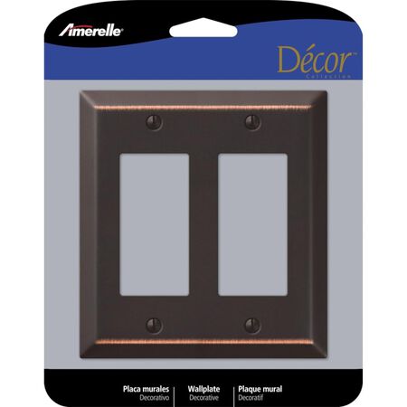 Amerelle Century Aged Bronze 2 gang Stamped Steel Decorator Wall Plate 1 pk