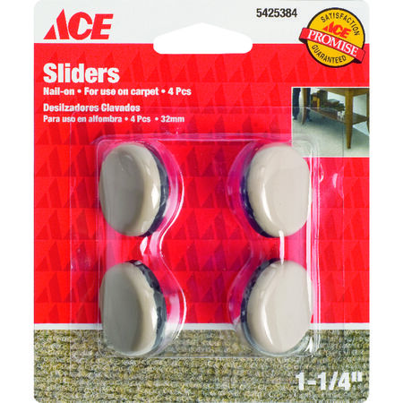 Ace White 1-1/4 in. Nail-On Plastic Sliders 4 pk