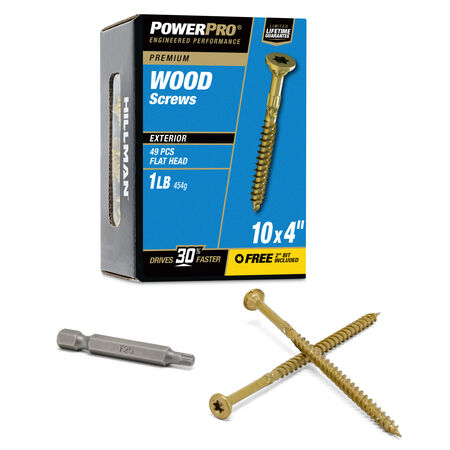 Power Pro Premium Exterior Wood Screws (#10 x 4 in.) - 49 pc