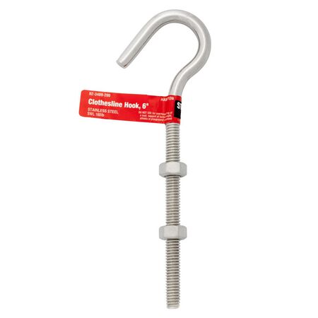 Hampton Medium Stainless Steel 6 in. L Clothesline Hook 160 lb 1 pk