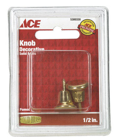 Ace Decorative Round Furniture Knob 1/2 in. Dia. Brass 2 pk