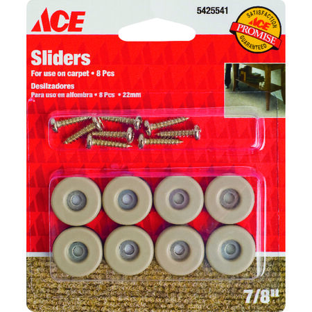 Ace White 7/8 in. Screw-On Plastic Sliders 8 pk