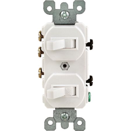 Leviton 15 amps Single Pole or 3-way Rocker Duplex Combination Switch White 1 pk