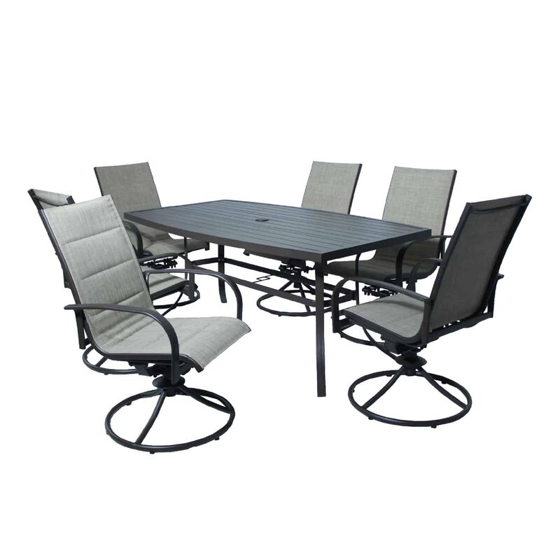 Living Accents Taylor 7 pc. Brown Steel Dining Patio Set | Stine Home