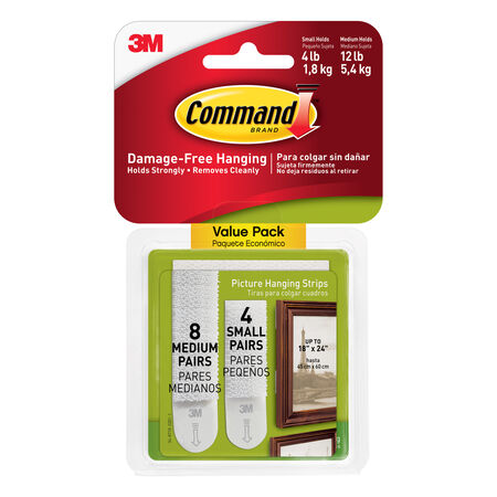 3M Command White Assorted Picture Hanging Strips 4 lb 24 pk