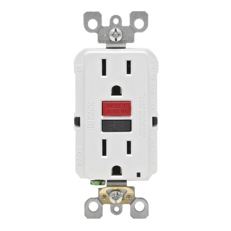 Leviton SmartlockPro 15 amps 125 V Duplex White GFCI Outlet 5-15R 1 pk
