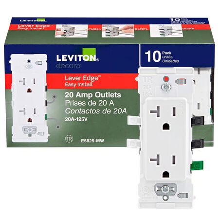 Leviton Lever Edge 20 amps 125 V White Outlet 5-20R 10 Pack