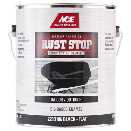 Ace Rust Stop Indoor/Outdoor Flat Black Oil-Based Enamel Rust Prevention Paint 1 gal