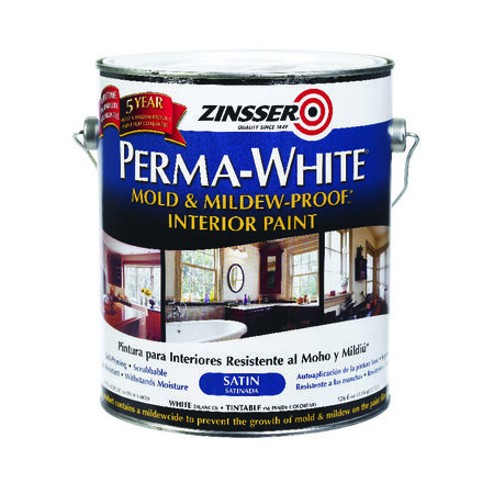Zinsser Perma-White Satin White Water-Based Mold and Mildew-Proof Paint Interior 1 gal