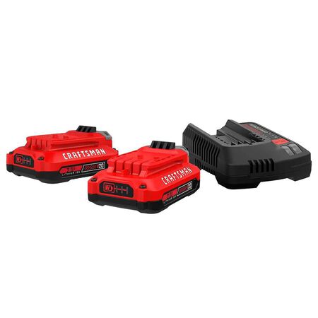 Craftsman V20 CMCB202-2CK 20 V 2 Ah Lithium-Ion Starter Kit 3 pc