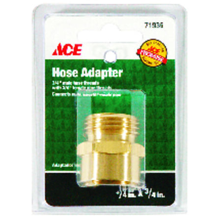 Ace 3/4 in. MHT x 3/4 in. FPT in. Brass Threaded Male/Female Hose Coupling