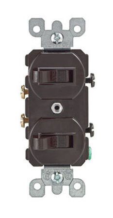 Leviton 15 amps Toggle Dual Combination Switch Single Pole
