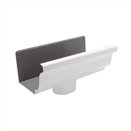 Amerimax 3.5 in. H X 5 in. W X 10 in. L White Aluminum K End w/Drop