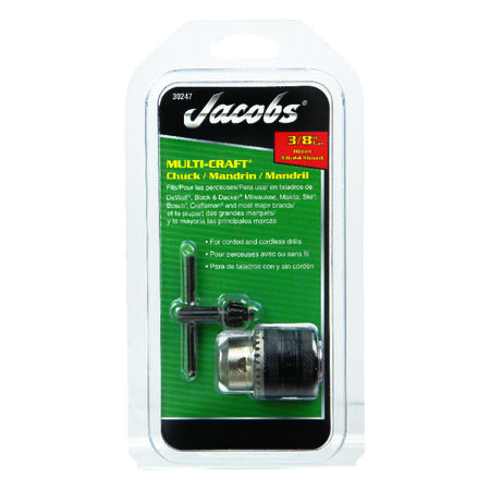 Jacobs 3/8 in. Drill Chuck 3/8 in. 3-Flat Shank 1 pc