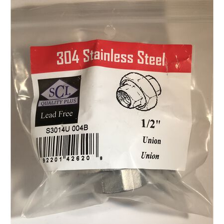Smith-Cooper 1/2 in. FPT X 1/2 in. D FPT Stainless Steel Union