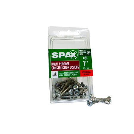 SPAX No. 8 X 1 in. L Phillips/Square Zinc-Plated Serrated Multi-Material Screw 30 Pack