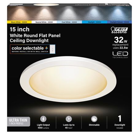 Feit Electric 1 in. H X 15 in. W X 15 in. L White LED Flat Panel Light Fixture