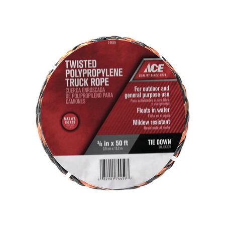 Ace 1/2 in. D X 50 ft. L Black/Orange Twisted Poly Truck Rope