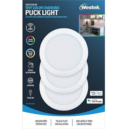 Westek WiFi and Motion Controlled Puck Light, 120 V, 35 W, 3Lamp, LED Lamp, 300 Lumens