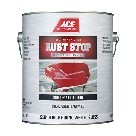 Ace Rust Stop Indoor/Outdoor Gloss High-Hiding White Oil-Based Enamel Rust Preventative Paint 1 gal