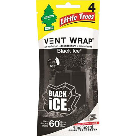 Little Trees Vent Wrap Black Ice Scent Car Air Freshener 4 oz Solid 4 pk