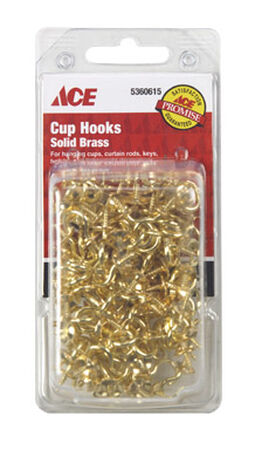 Ace 5/8 in. L Bright Brass Brass Cup Hook 100 pk