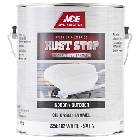 Ace Rust Stop Indoor and Outdoor Satin White Oil-Based Enamel Rust Prevention Paint 1 gal