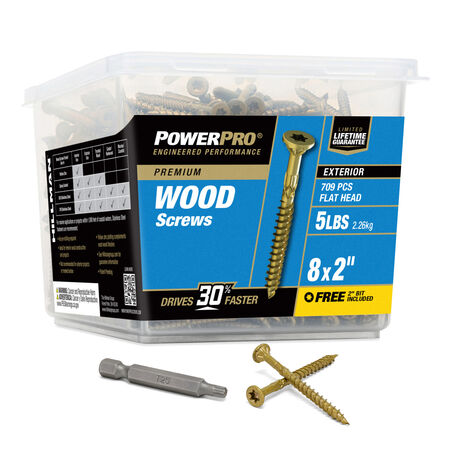 Power Pro Premium Exterior Wood Screws (#8 x 2 in.) - 709 pc