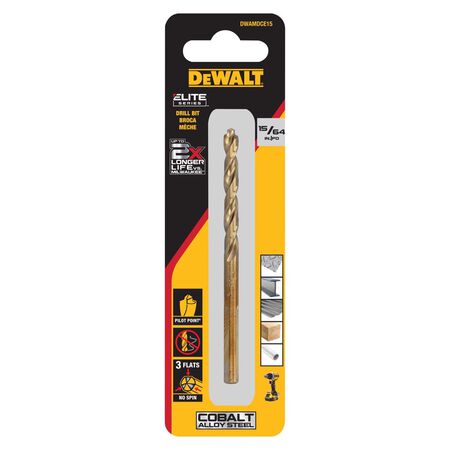 DeWalt 15/64 in. X 3-29/32 in. L Cobalt Steel Pilot Point Drill Bit Round Shank 1 pc