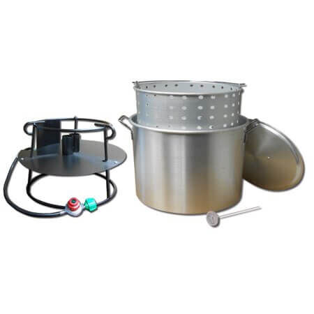 King Kooker 90 Qt. Propane Gas Jet Outdoor Cooker with Aluminum Pot, Basket and Lid
