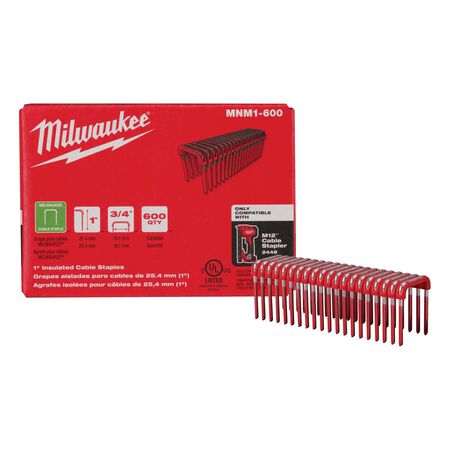 Milwaukee 3/4 in. W X 1 in. L Insulated Crown Cable Staples 600 pk
