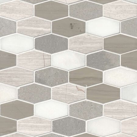Bellagio Blend Elongated Hexagon Honed Marble Tile