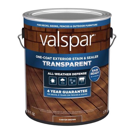Valspar One-Coat Transparent Canyon Brown Water-Based Acrylic Stain and Sealer 1 gal