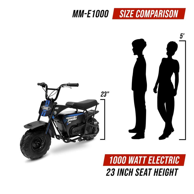 Monster Moto Mm E1000 Bb Electric Mini Bike Assembled In The Usa 1000watt Blue Black Stine Home Yard The Family You Can Build Around