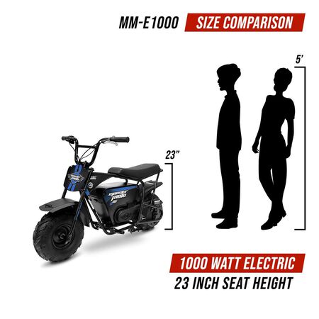 Monster Moto MM-E1000-BB Electric Mini Bike, Assembled in the USA (1000Watt, Blue/Black)