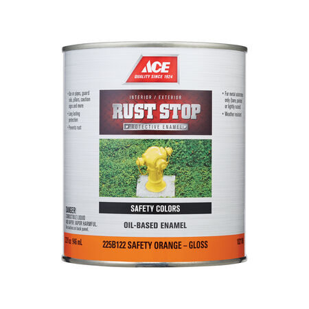 Ace Rust Stop Indoor/Outdoor Gloss Safety Orange Oil-Based Enamel Rust Preventative Paint 1 qt