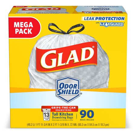Glad ForceFlex 13 gal Tall Kitchen Bags Drawstring 90 pk 0.72 mil