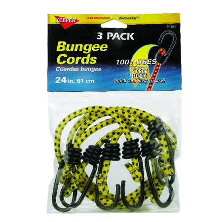 Keeper Multicolored Bungee Cord 24 in. L X 0.315 in. 3 pk