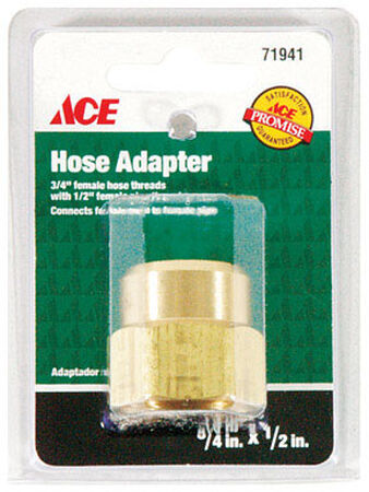 Ace 3/4 in. FHT x 1/2 in. FPT Brass Hose Adapter Female Threaded