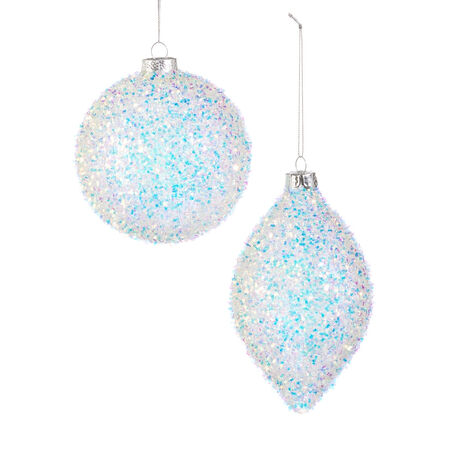 HJ Ornament 4 in. Iridescent Glitter Ornaments