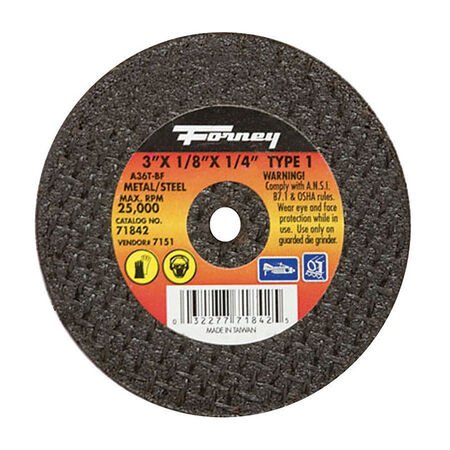 Forney 3 in. D X 1/4 in. S Aluminum Oxide Metal Cut-Off Wheel 1 pc