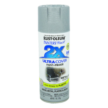 Rust-Oleum Painter's Touch 2X Ultra Cover Metallic Aluminium Paint+Primer Spray Paint 12 oz