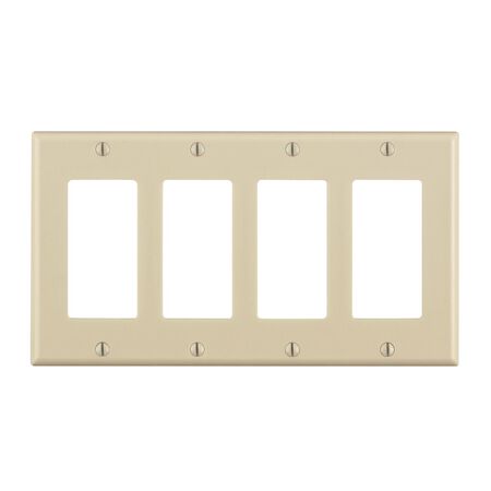 Leviton Almond 4 gang Thermoset Plastic Decorator Wall Plate 1 pk