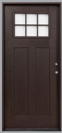 Door Unit 3' LH Fiberglass Craftsman 6lite Dark Walnut