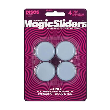 Magic Sliders Gray 1-1/2 in. Adhesive Plastic Sliding Discs 4 pk